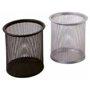 Bicchiere portapenne metallo nero cm.8 rete