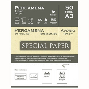 Carta pergamena special paper bapi  A3 avorio 160gr 50fg