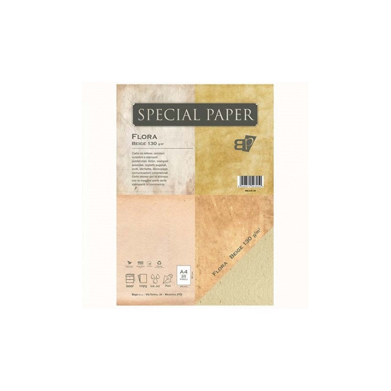 Carta special paper bapi flora A4 beige 130gr 25fg
