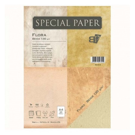 Carta special paper bapi flora A4 beige 130gr 25fg
