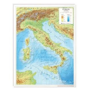 Cartina geografica da banco plastificata Italia A3