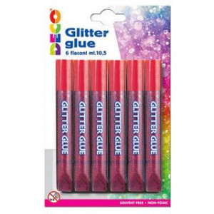 Colla glitter rosso 6pz cwr