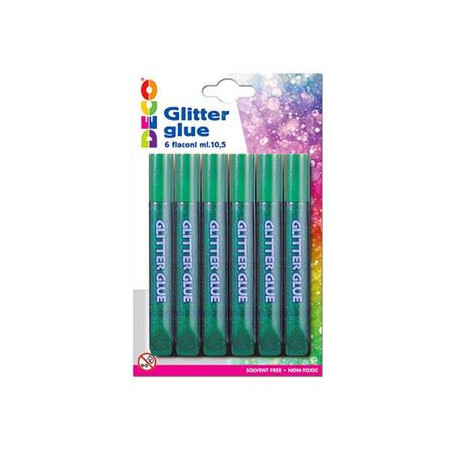 Colla glitter verde 6pz cwr