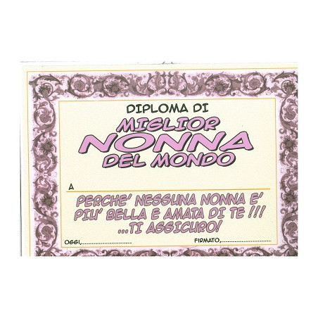 Diploma Gadgets  Miglior NONNA