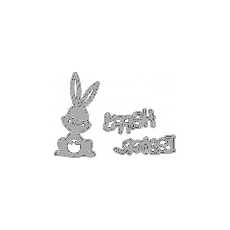 Fustella sottile CONIGLIO, HAPPY EASTER 2 SOGG. Utilizzabili con ROSA80 - VIOLA80.