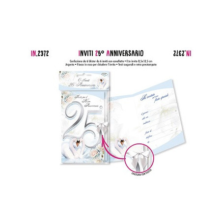 Inviti 25° ANNIVERSARIO 9 X 14 - 6pz