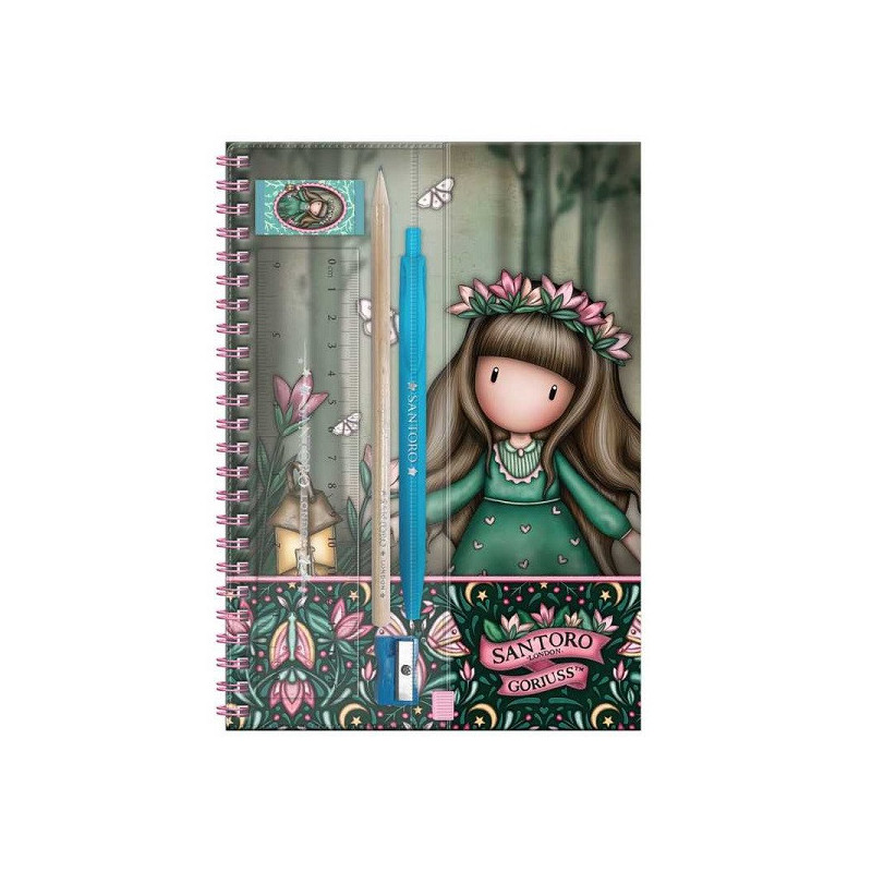 kit cancelleria WOODLAND WILDFLOWER santoro GORJUSS con notebook