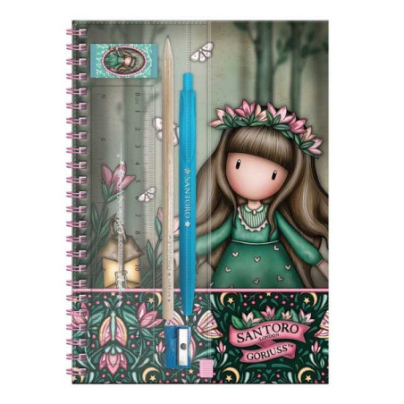 kit cancelleria WOODLAND WILDFLOWER santoro GORJUSS con notebook
