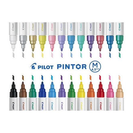 Marker Pilot Pintor - Marcatore a tempera a base acqua - 1,4mm - argento