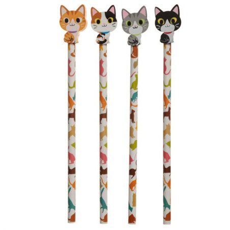 Matita con gomma gatti