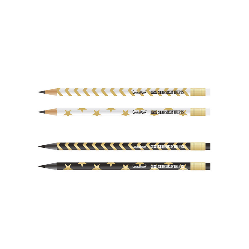 Matita con gomma stelle e strisce colourbook  hb2