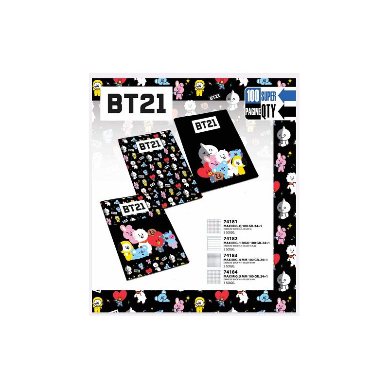 Maxi quaderno BT21 rig.5MM