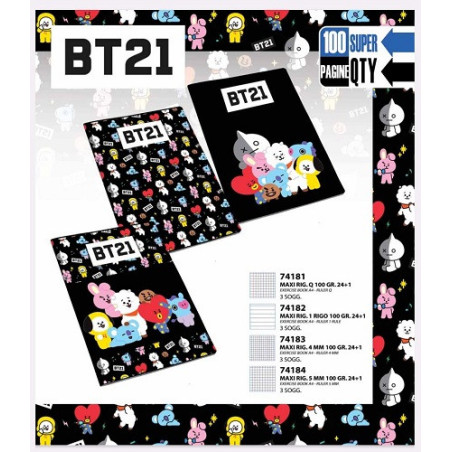 Maxi quaderno BT21 rig.5MM