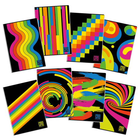 Maxi quaderno One Color 20ff / 40pg  80gr - rigo  1rigo black&fluo