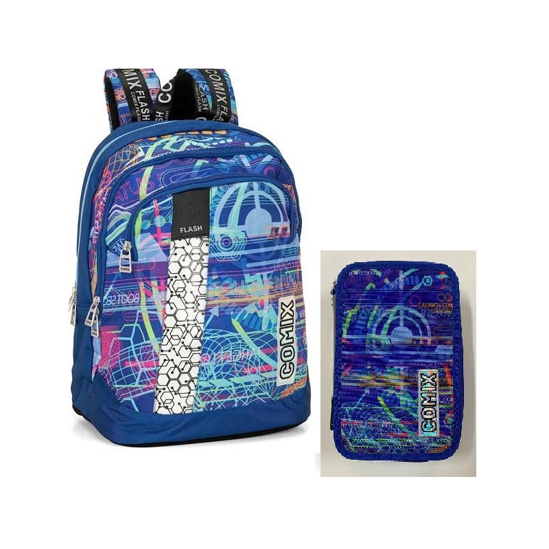 OFFERTA Kit Zaino + astuccio 3 zip Comix flash