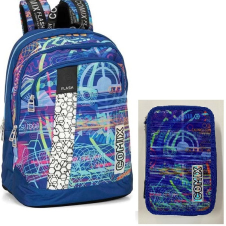 OFFERTA Kit Zaino + astuccio 3 zip Comix flash
