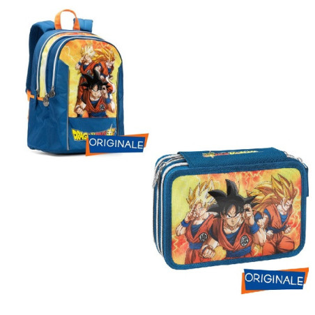 OFFERTA Kit Zaino + astuccio 3 zip Dragon ball