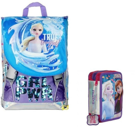 OFFERTA Kit Zaino + astuccio 3 zip Frozen giochi Preziosi