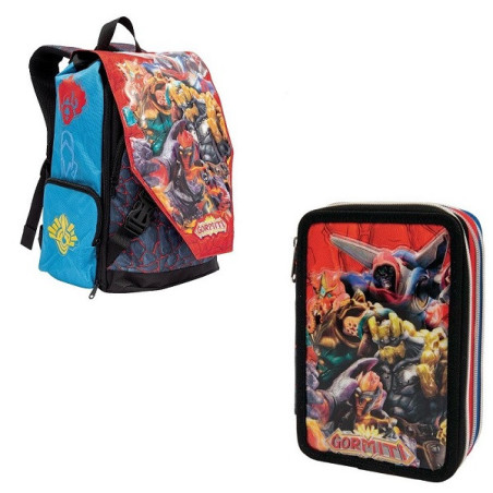 OFFERTA Kit Zaino + astuccio 3 zip Gormiti