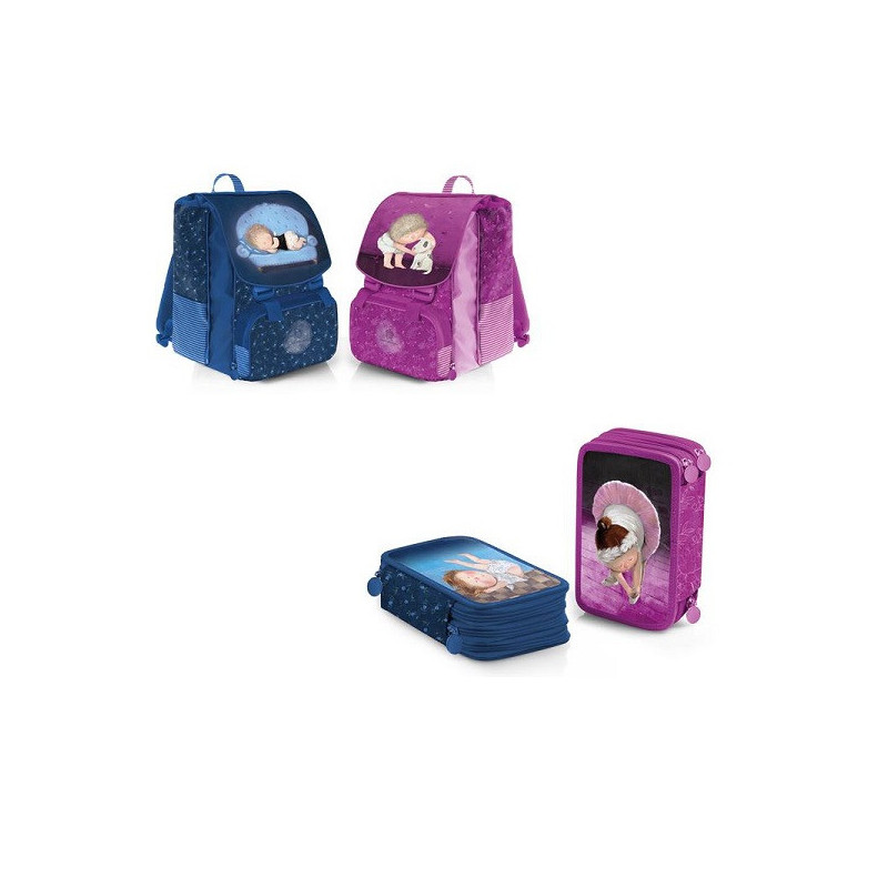 OFFERTA Kit Zaino + astuccio 3 zip Happines Pigna