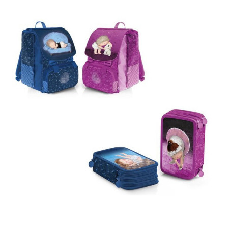 OFFERTA Kit Zaino + astuccio 3 zip Happines Pigna