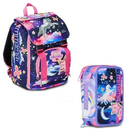 OFFERTA Kit Zaino + astuccio 3 zip Mitama Magic Pink