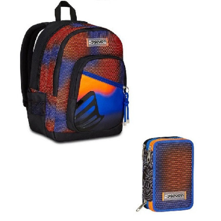 OFFERTA Kit Zaino + astuccio 3 zip Seven Shadefull boy