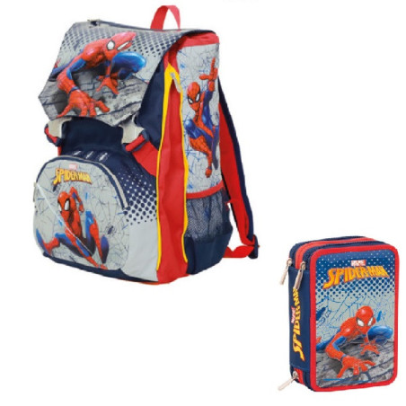 OFFERTA Kit Zaino + astuccio 3 zip Spiderman Seven