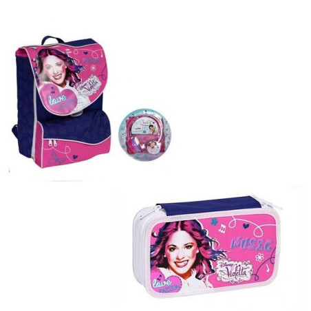 OFFERTA Kit Zaino violetta + astuccio 3 zip
